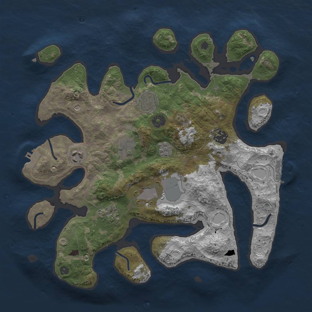 Rust Map: Procedural Map, Size: 3500, Seed: 2858733, 18 Monuments