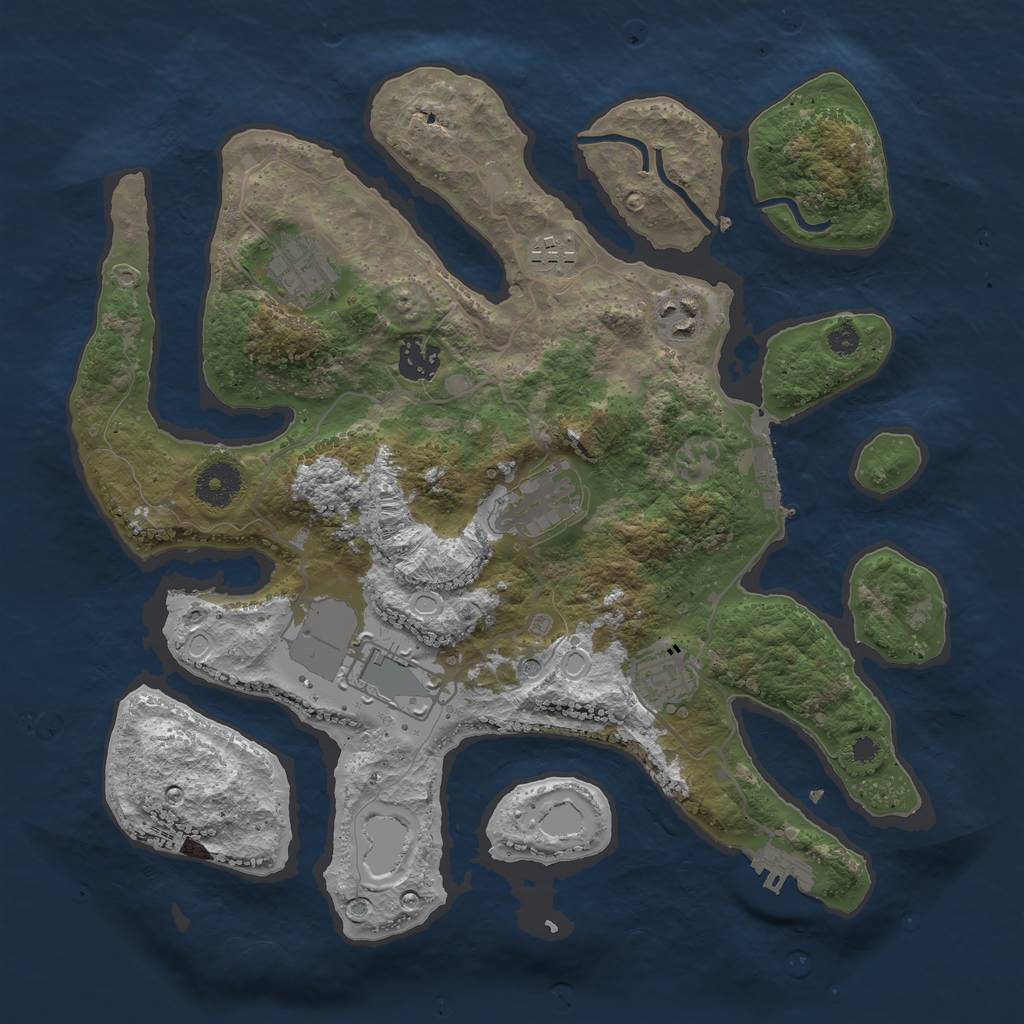 Rust Map: Procedural Map, Size: 3500, Seed: 38295823, 18 Monuments