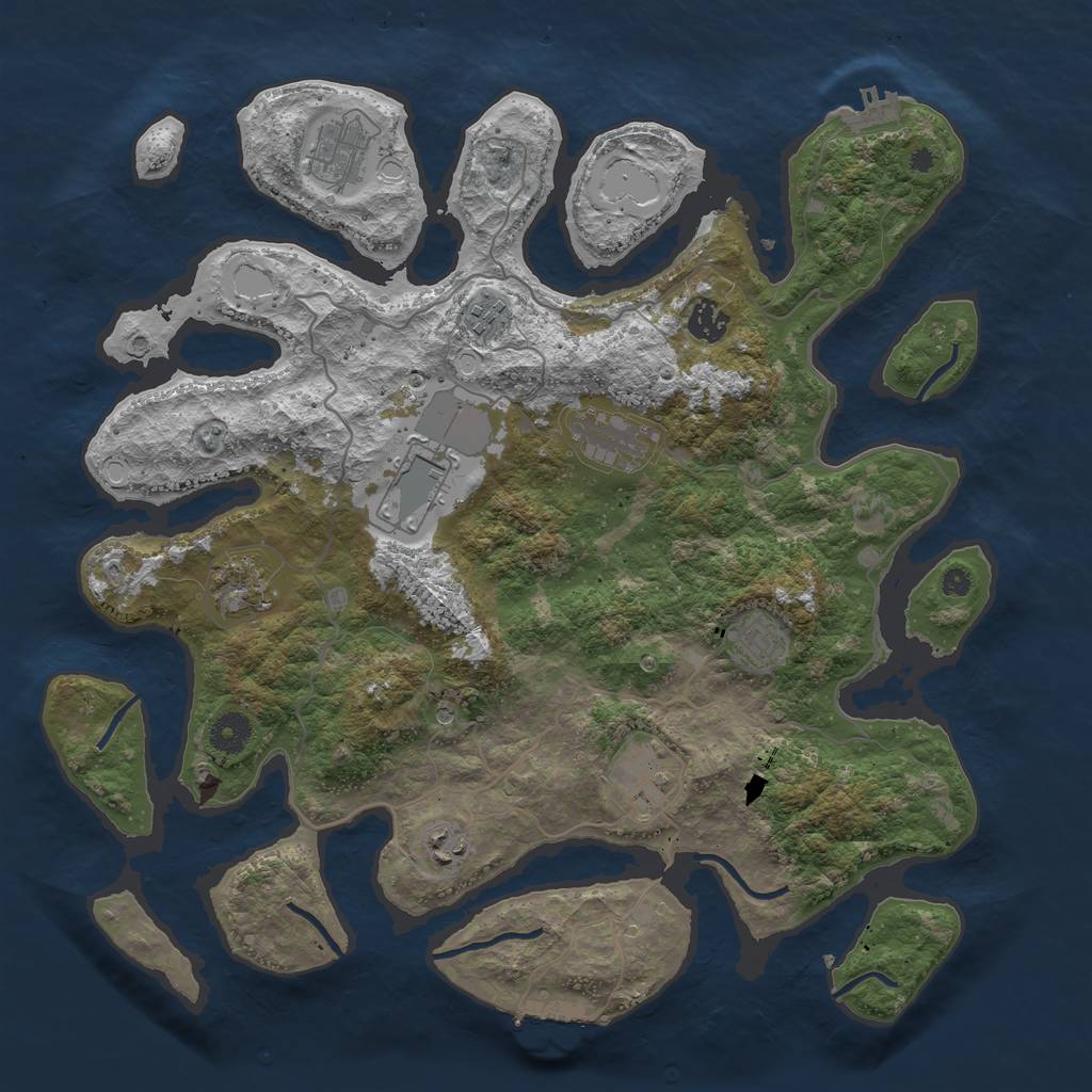 Rust Map: Procedural Map, Size: 4000, Seed: 1387451650, 20 Monuments