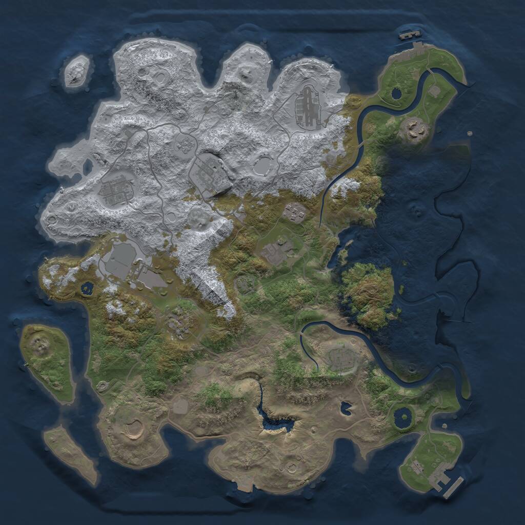 Rust Map: Procedural Map, Size: 4000, Seed: 1387451650, 16 Monuments