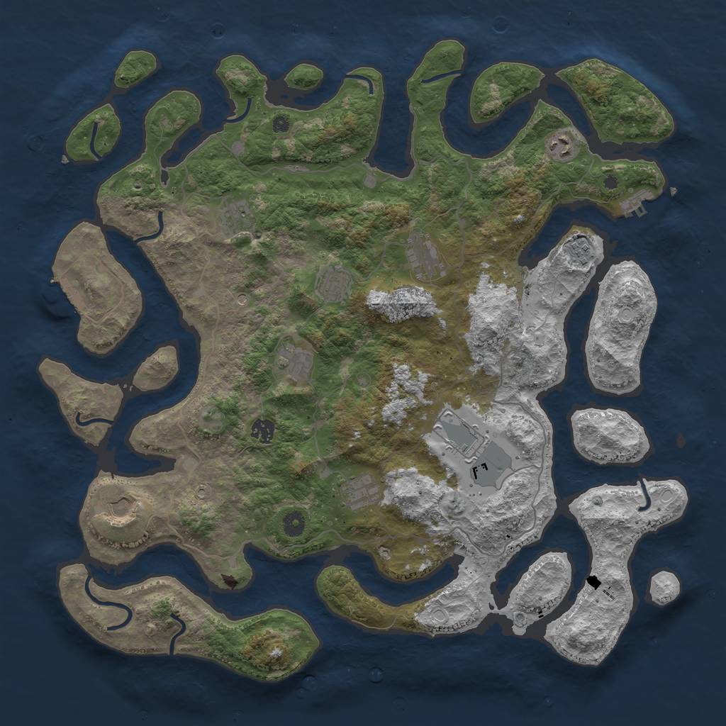 Rust Map: Procedural Map, Size: 4500, Seed: 317115, 21 Monuments