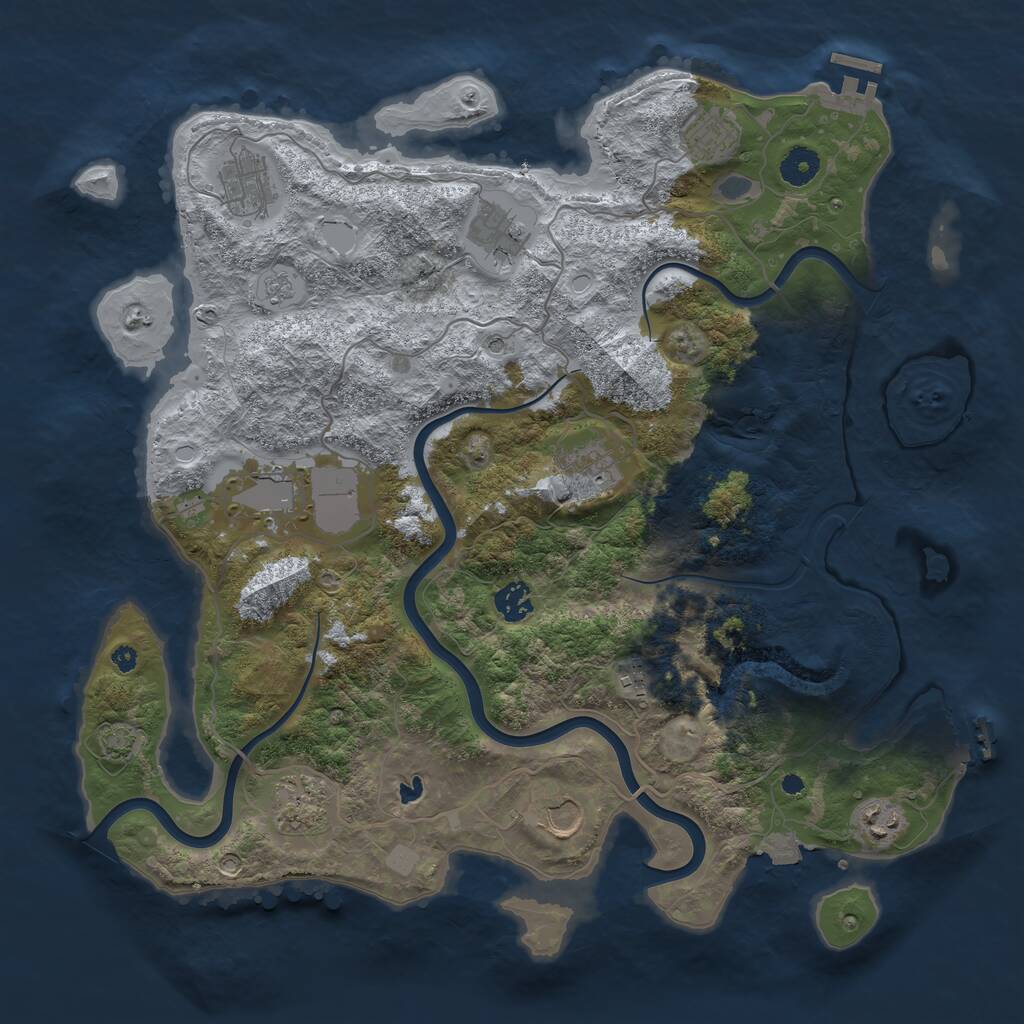 Rust Map: Procedural Map, Size: 4000, Seed: 1728007543, 16 Monuments