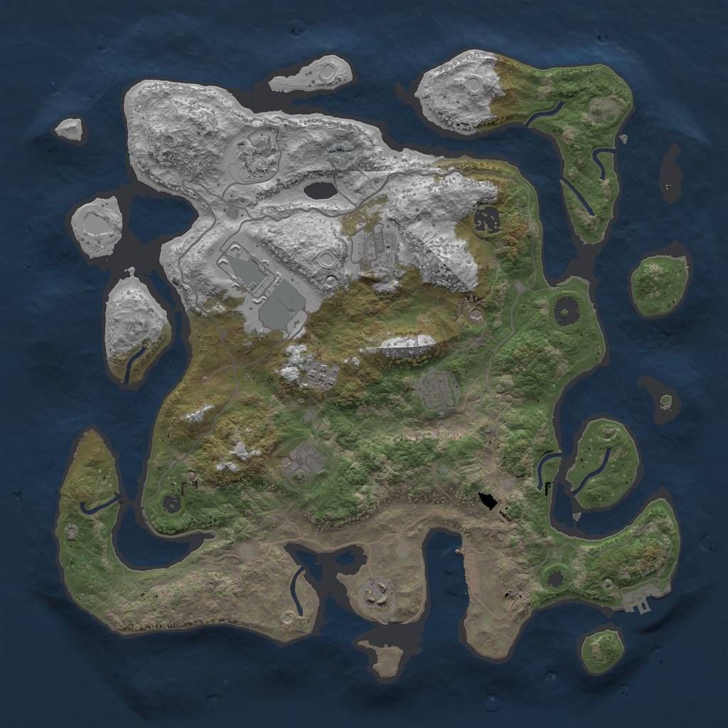 Rust Map: Procedural Map, Size: 4000, Seed: 1728007543, 19 Monuments