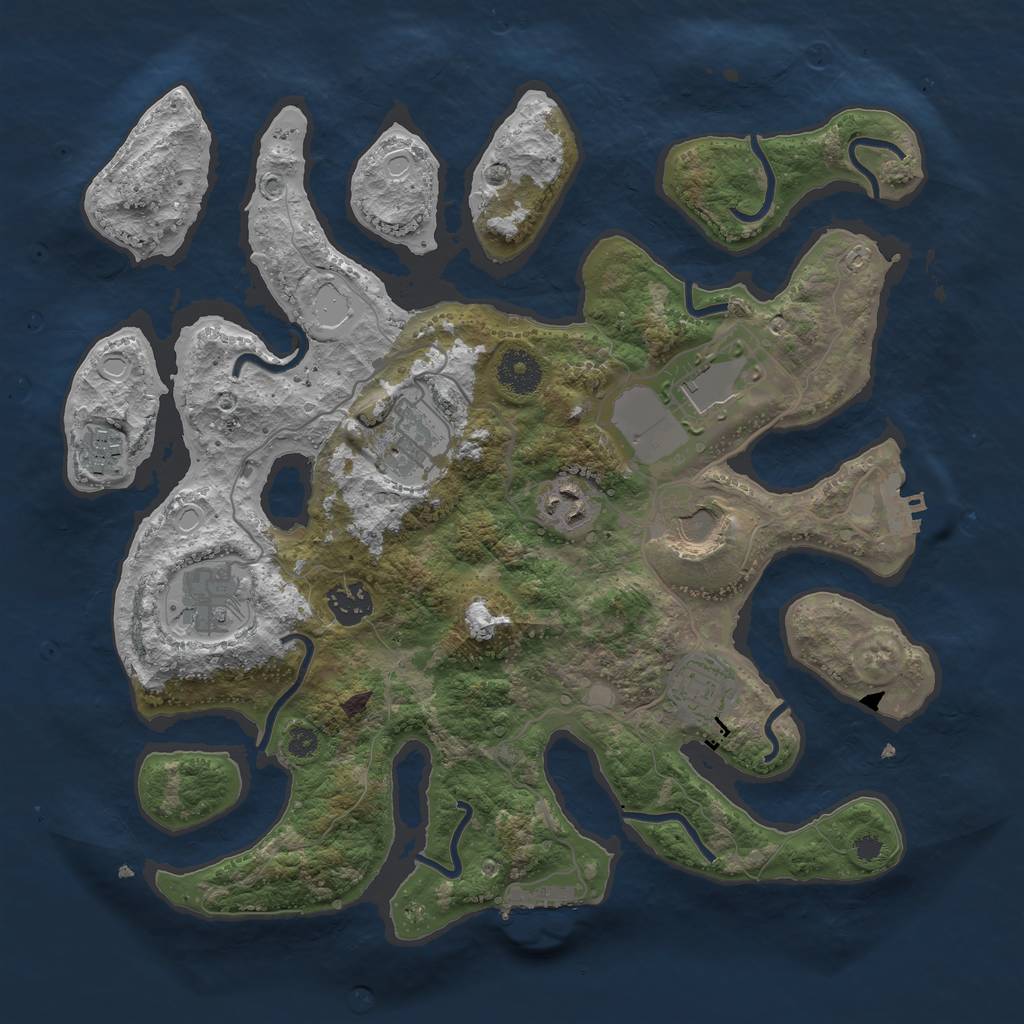 Rust Map: Procedural Map, Size: 3500, Seed: 529123737, 18 Monuments