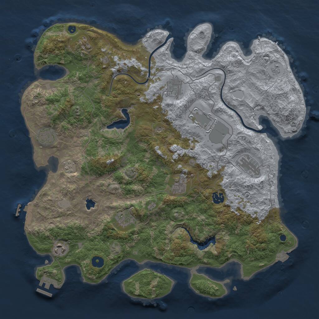 Rust Map: Procedural Map, Size: 4000, Seed: 524309597, 16 Monuments