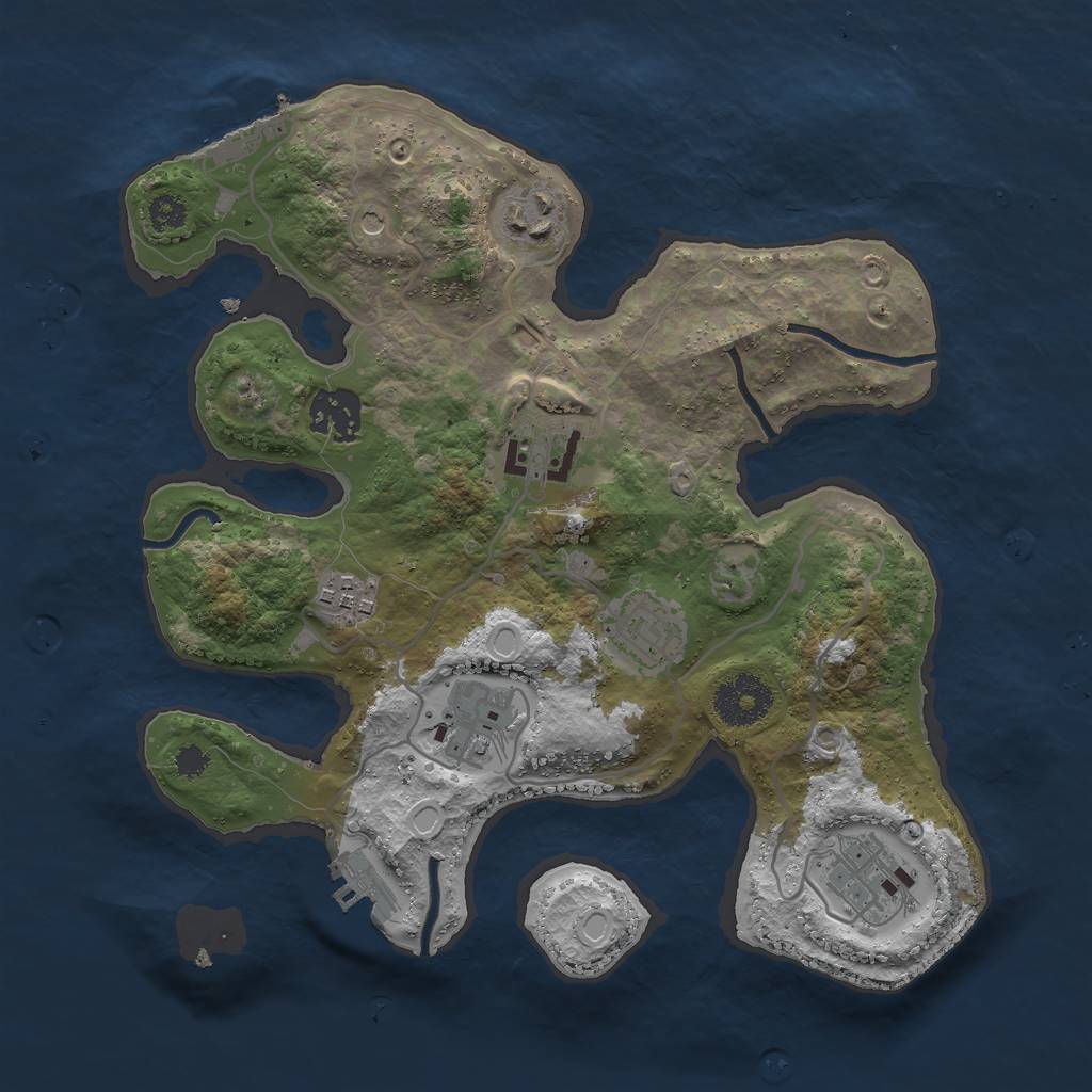 Rust Map: Procedural Map, Size: 3000, Seed: 478133, 18 Monuments