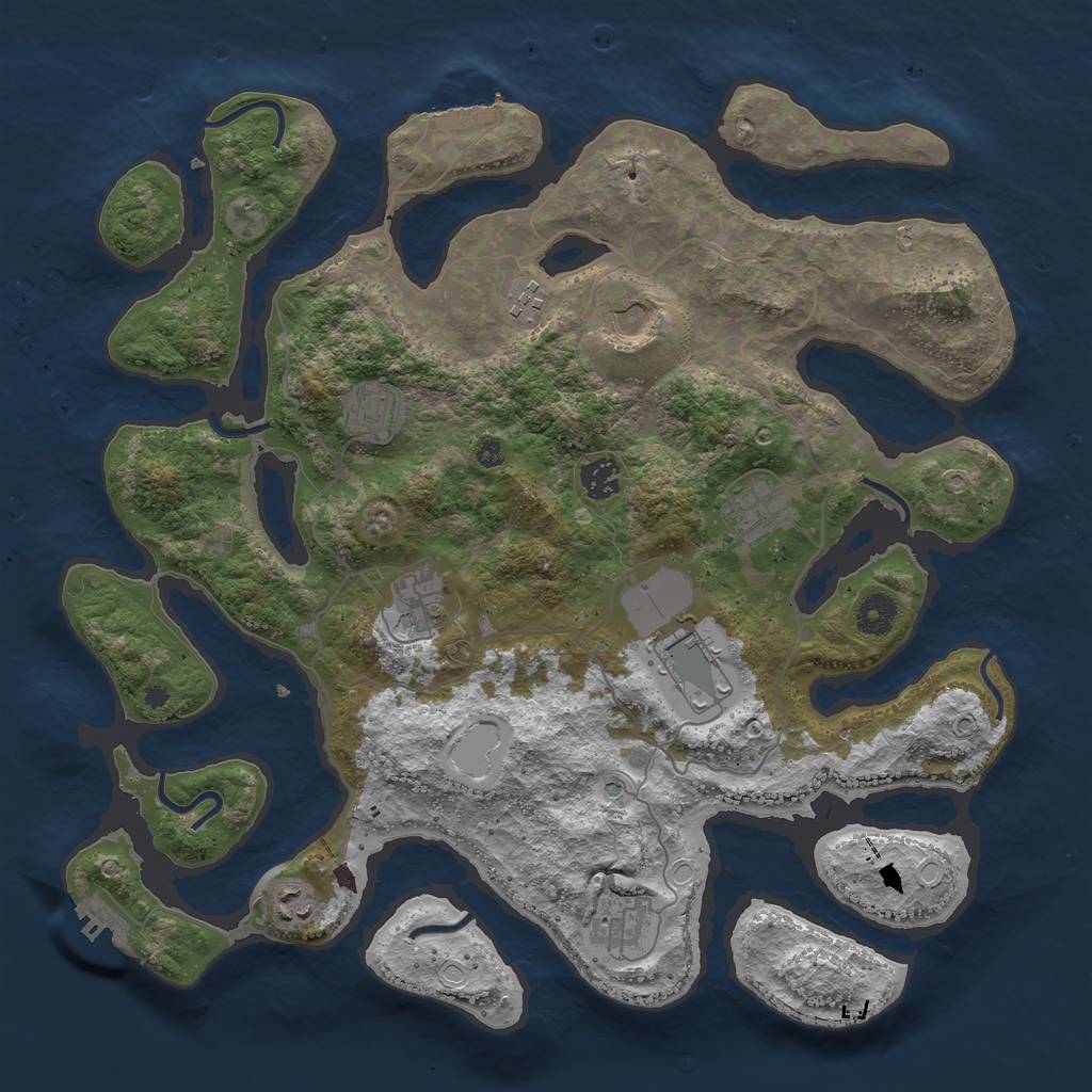 Rust Map: Procedural Map, Size: 4000, Seed: 13035, 20 Monuments