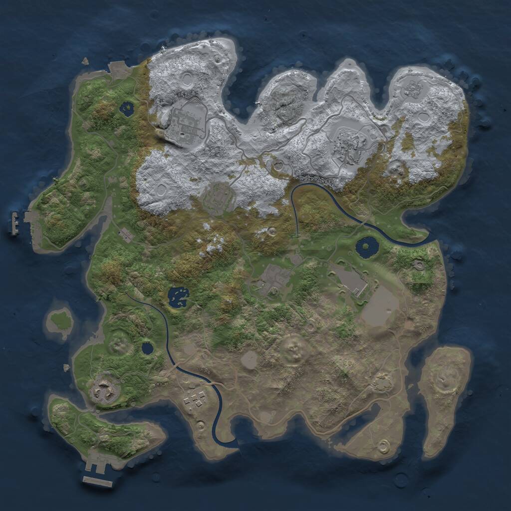 Rust Map: Procedural Map, Size: 3500, Seed: 55368602, 14 Monuments