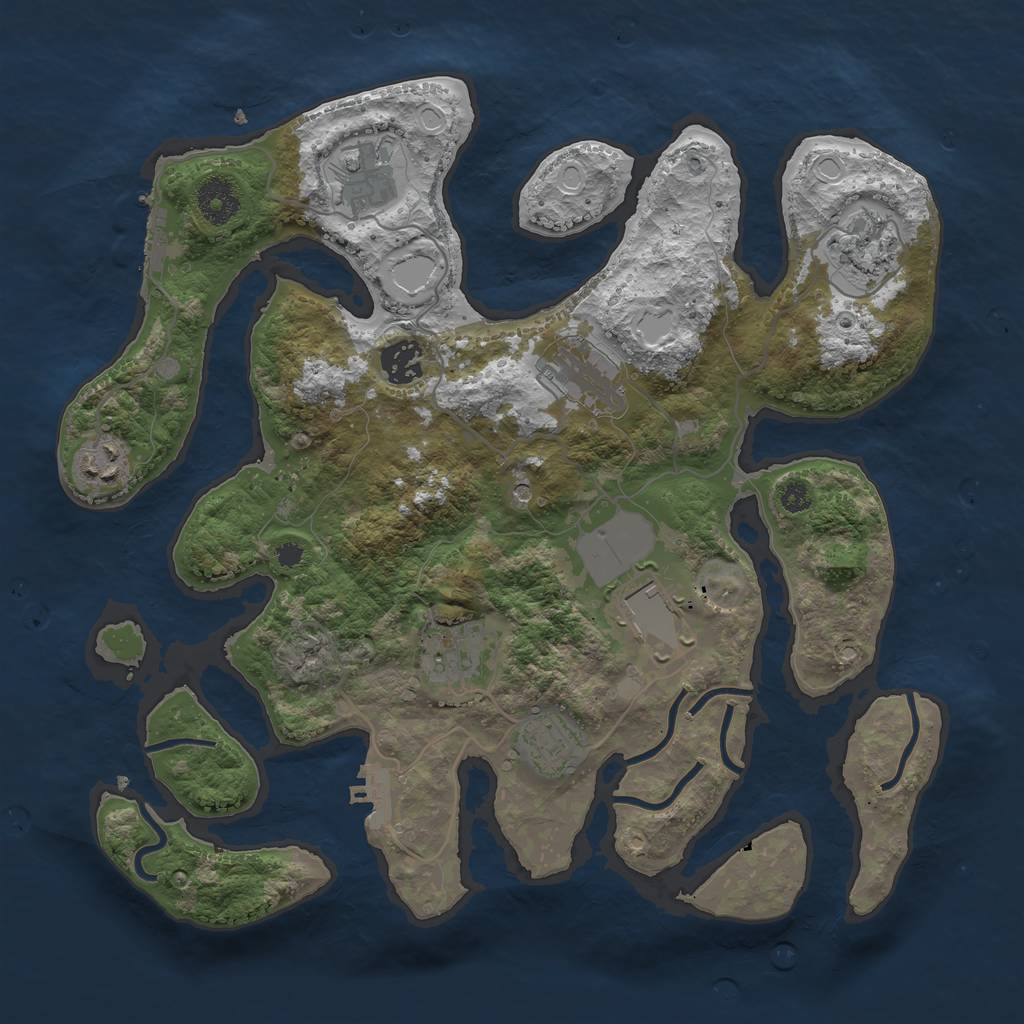 Rust Map: Procedural Map, Size: 3500, Seed: 55368602, 19 Monuments