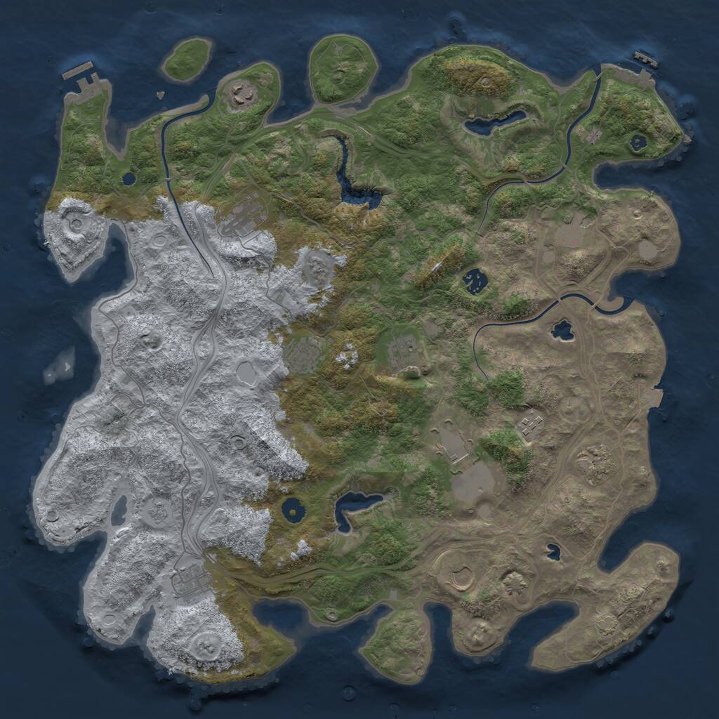 Rust Map: Procedural Map, Size: 4500, Seed: 548955210, 17 Monuments