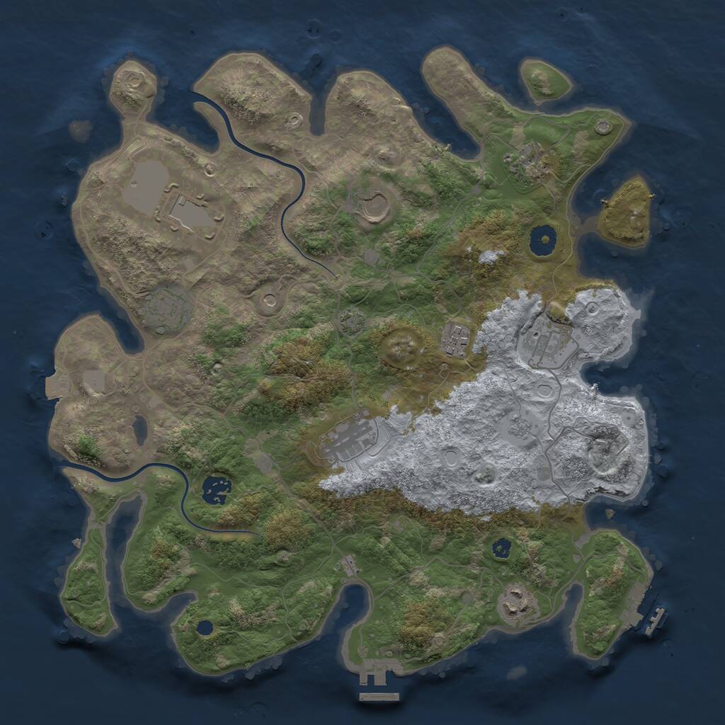 Rust Map: Procedural Map, Size: 3700, Seed: 889660860, 15 Monuments