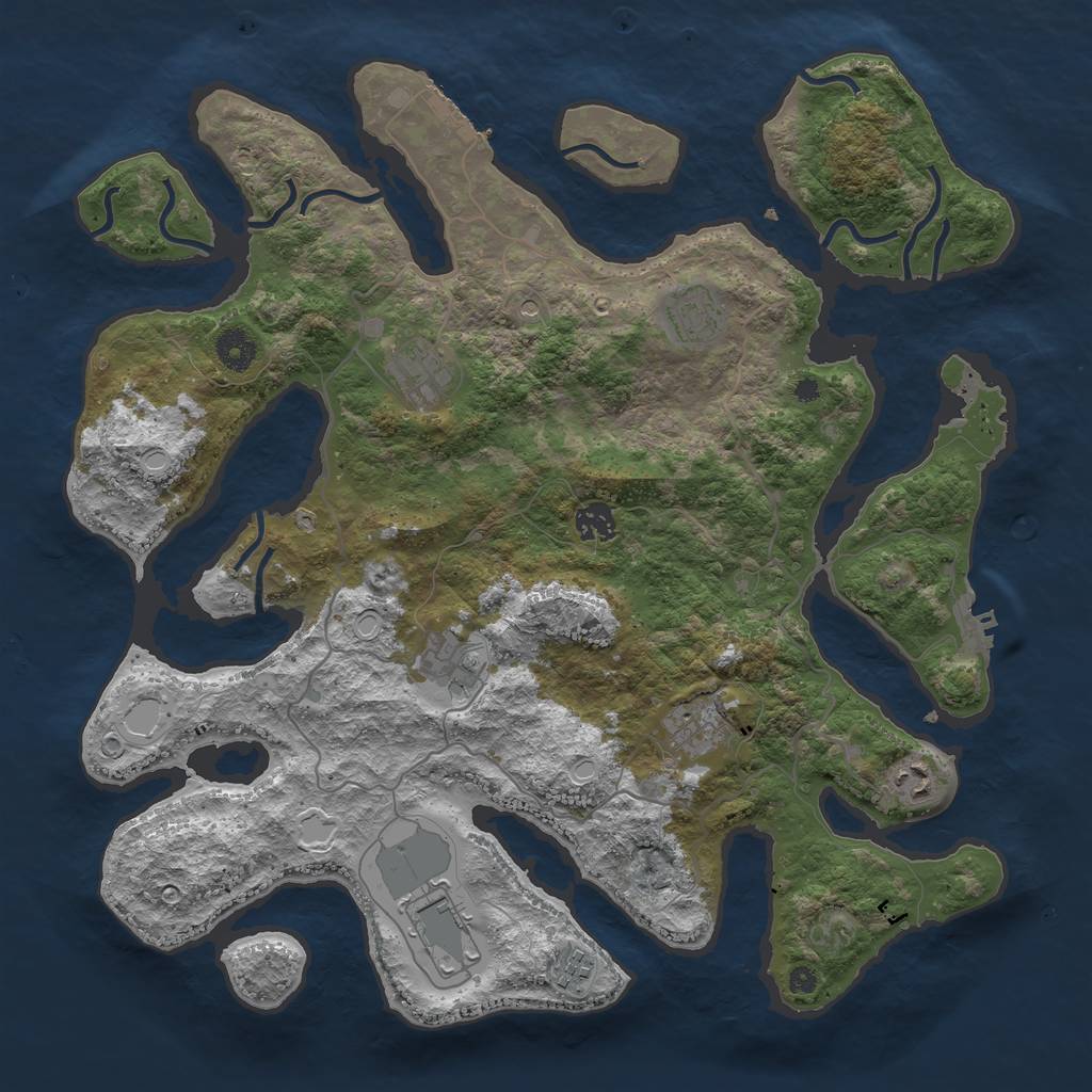 Rust Map: Procedural Map, Size: 4000, Seed: 496, 19 Monuments