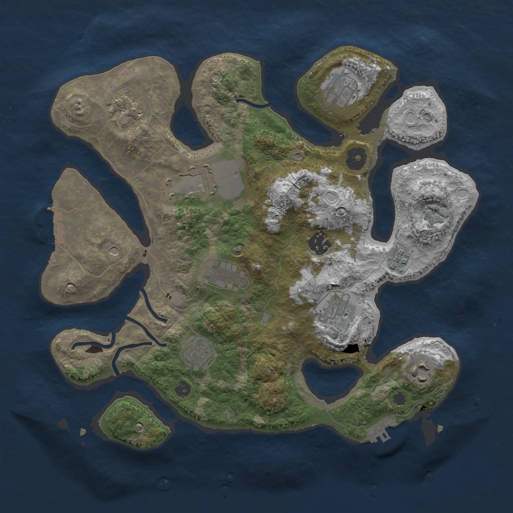 Rust Map: Procedural Map, Size: 3500, Seed: 2078001473, 20 Monuments