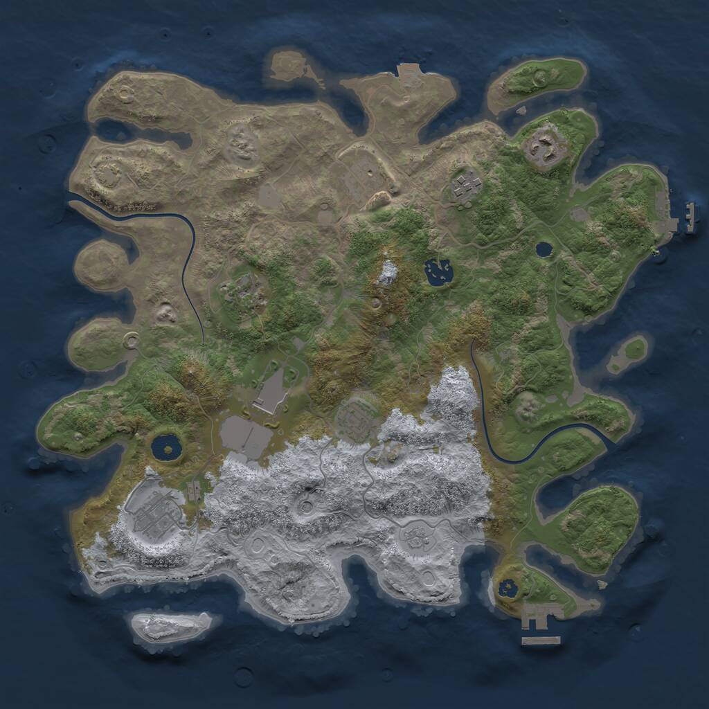 Rust Map: Procedural Map, Size: 3700, Seed: 141322219, 14 Monuments