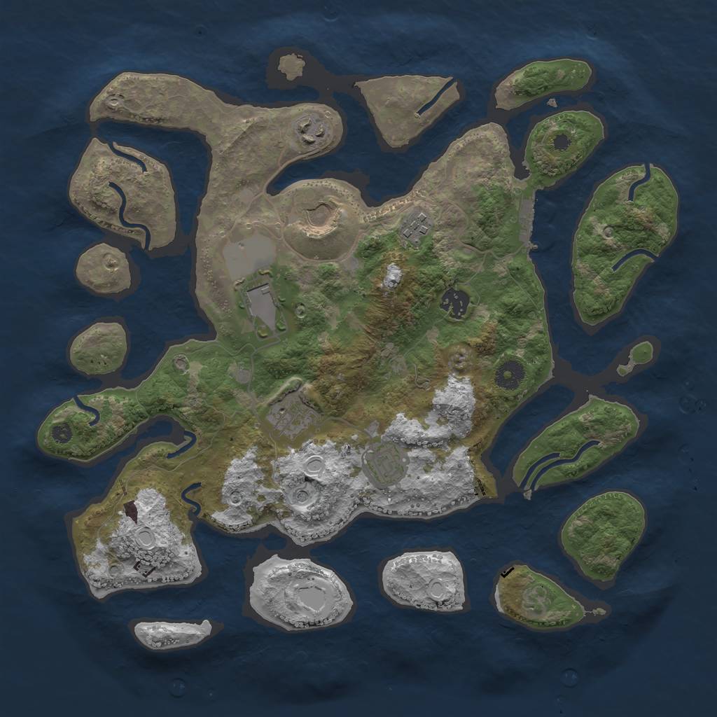 Rust Map: Procedural Map, Size: 3700, Seed: 141322219, 17 Monuments