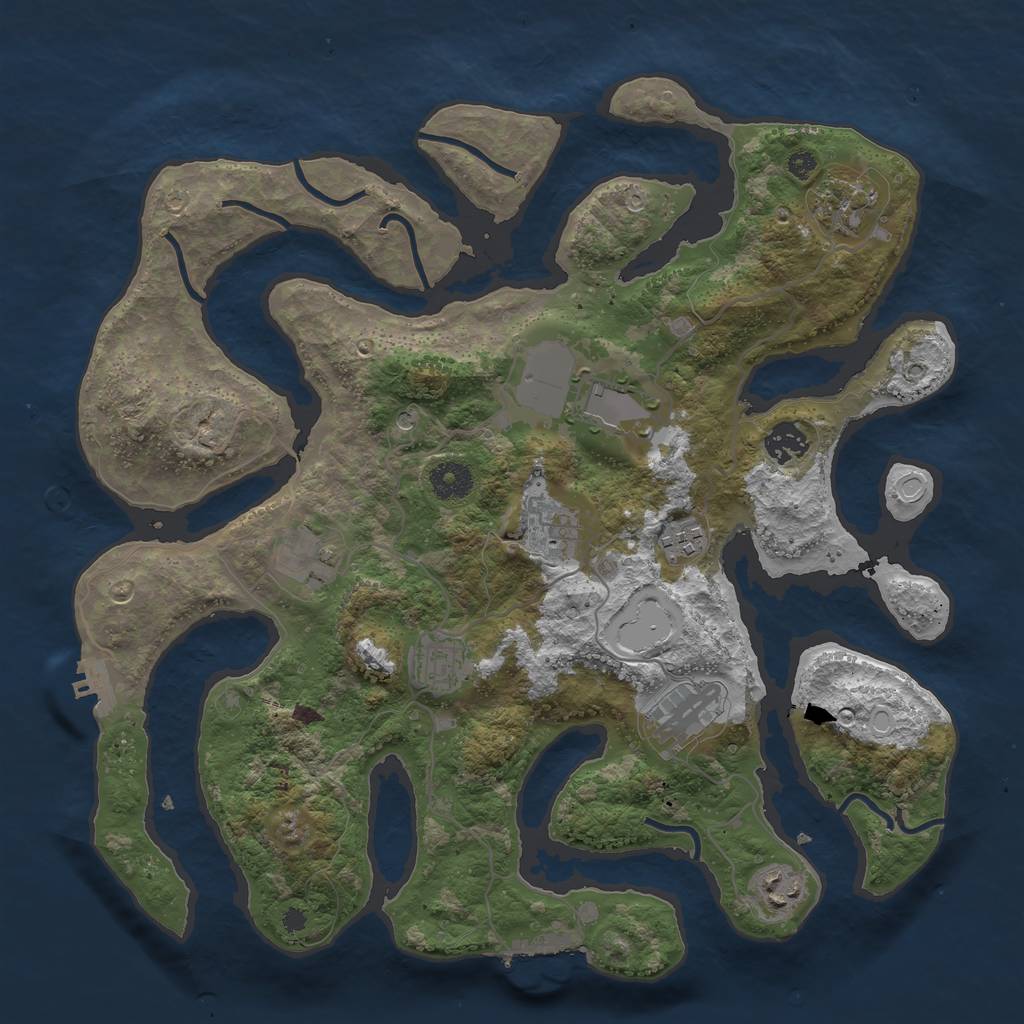 Rust Map: Procedural Map, Size: 3750, Seed: 229209011, 20 Monuments