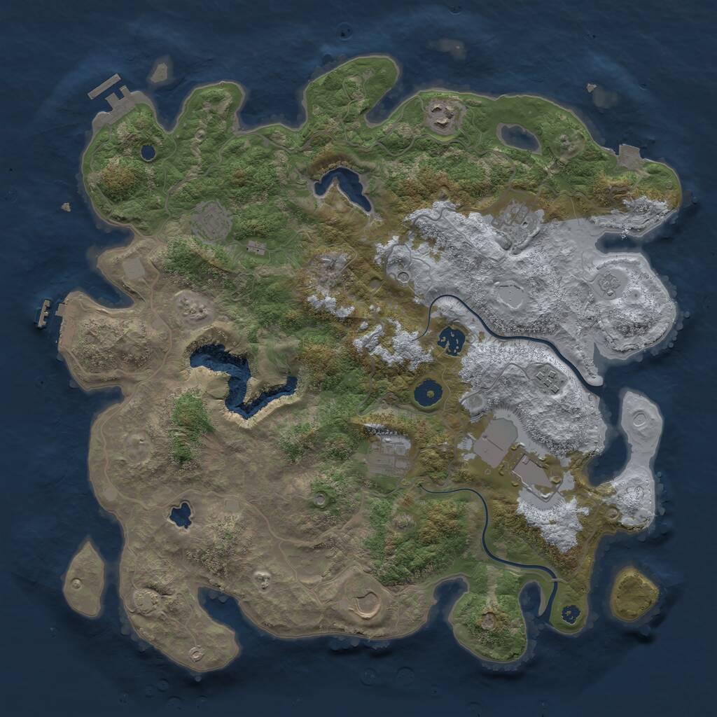 Rust Map: Procedural Map, Size: 4000, Seed: 447007193, 14 Monuments