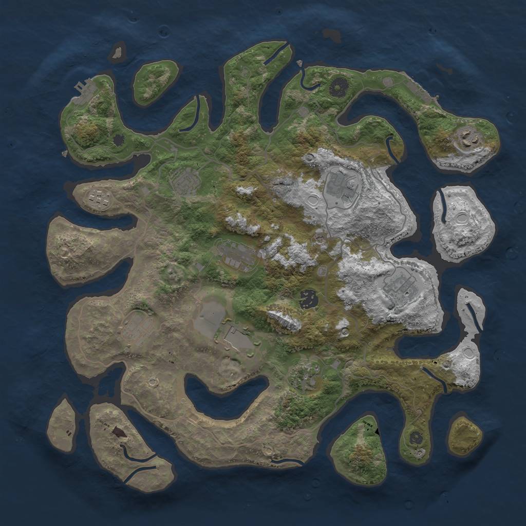 Rust Map: Procedural Map, Size: 4000, Seed: 447007193, 21 Monuments