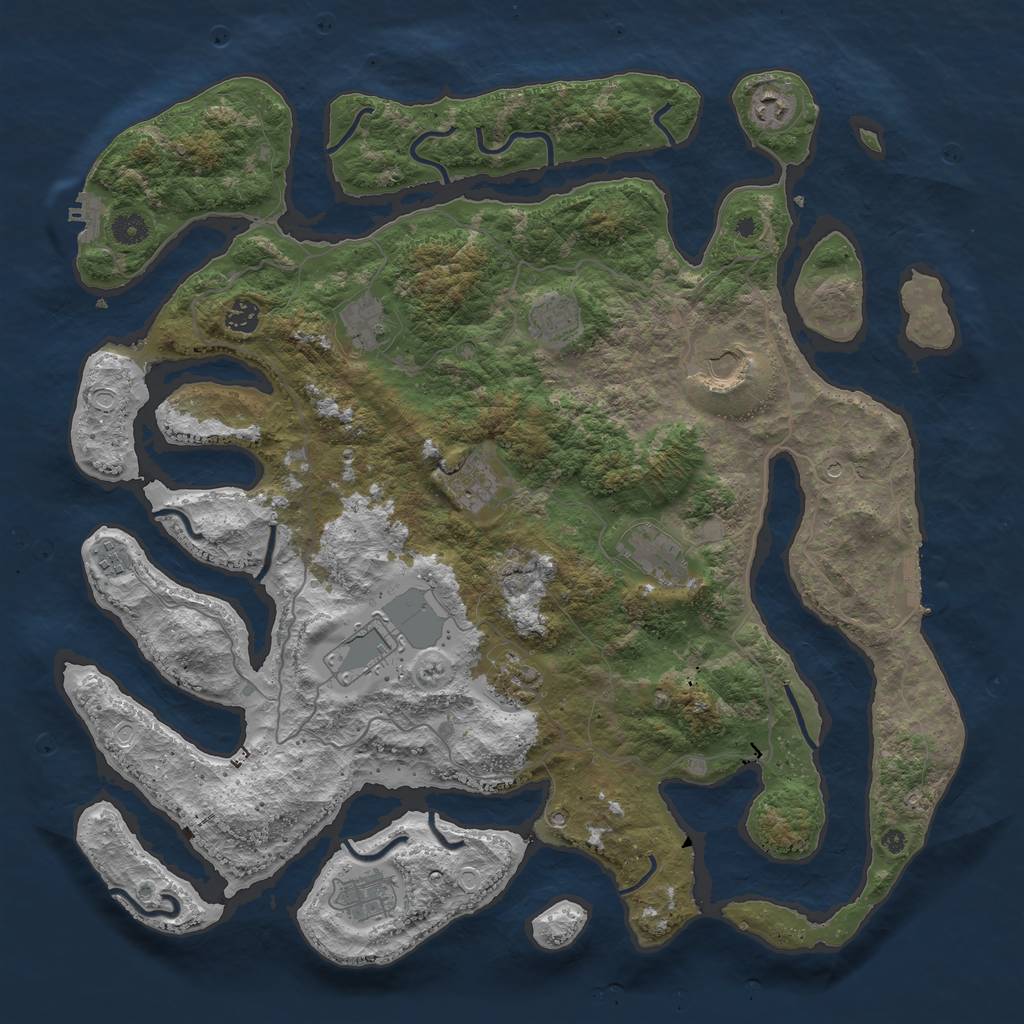 Rust Map: Procedural Map, Size: 4500, Seed: 34655, 22 Monuments