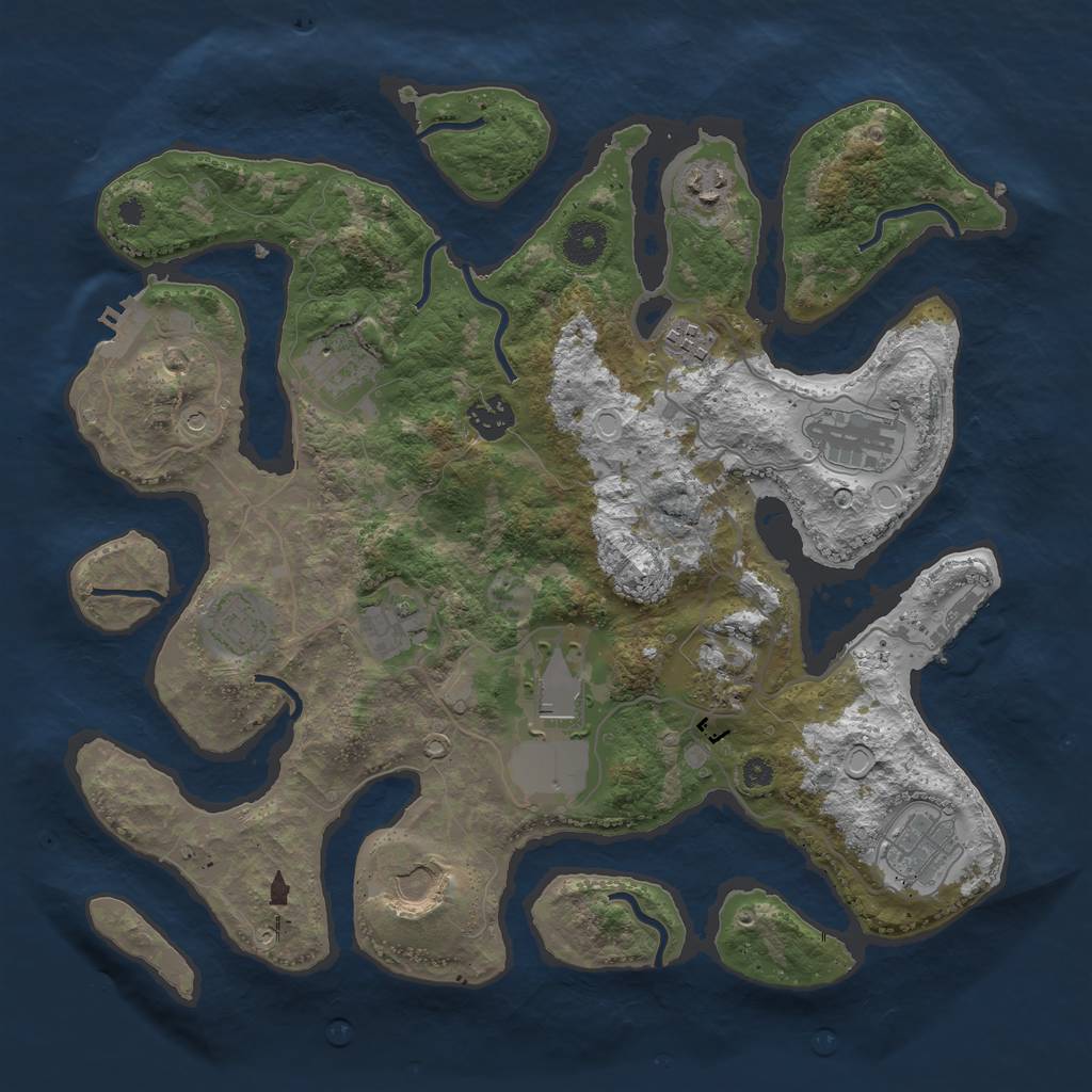 Rust Map: Procedural Map, Size: 3700, Seed: 461734732, 22 Monuments