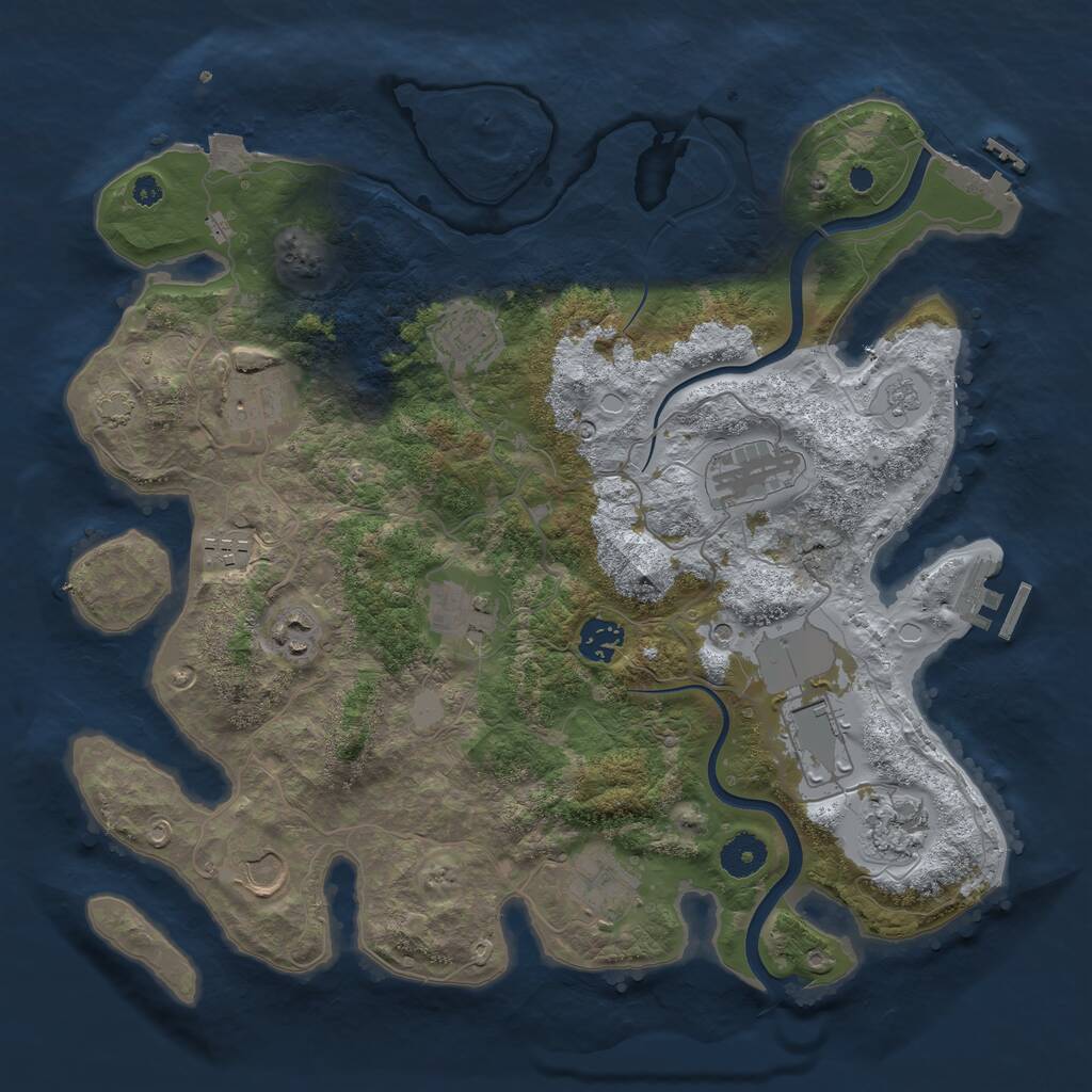 Rust Map: Procedural Map, Size: 3700, Seed: 461734732, 17 Monuments