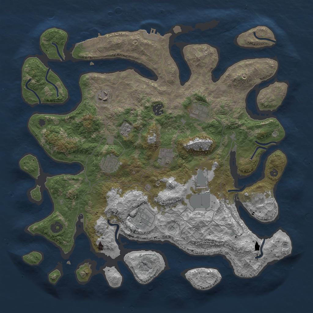 Rust Map: Procedural Map, Size: 4000, Seed: 1047395143, 19 Monuments