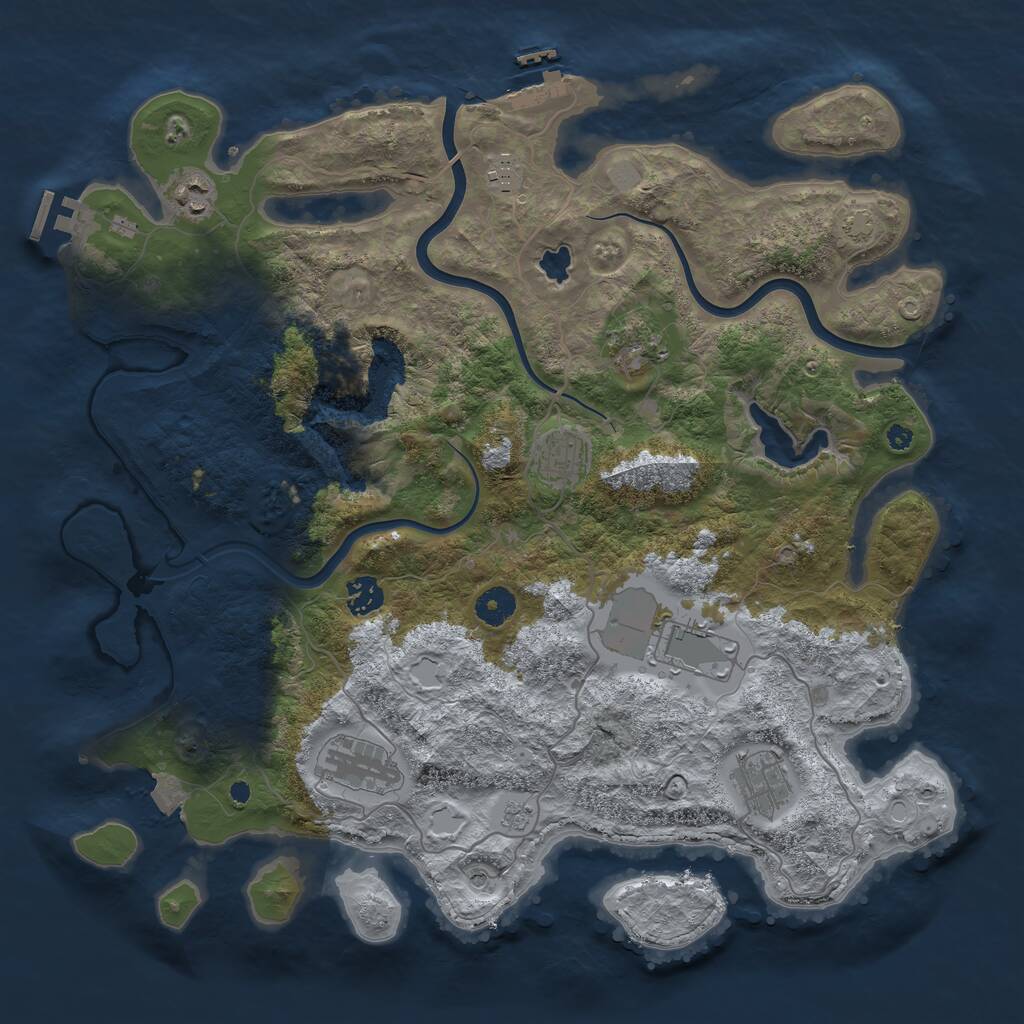 Rust Map: Procedural Map, Size: 4000, Seed: 1047395143, 14 Monuments