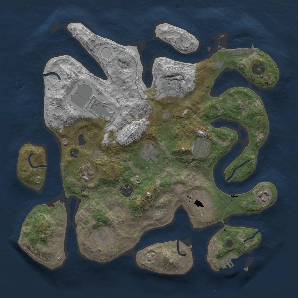 Rust Map: Procedural Map, Size: 3500, Seed: 643688630, 21 Monuments