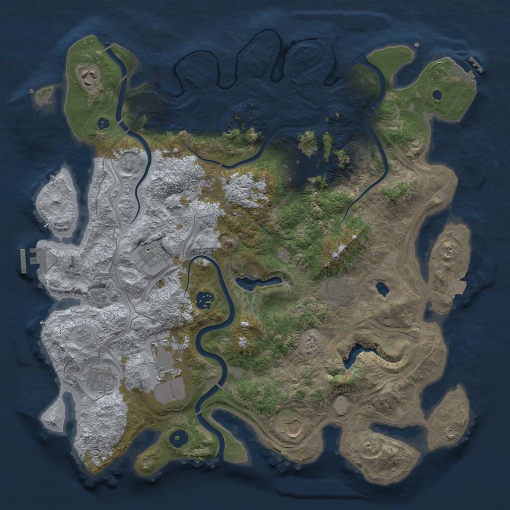 Rust Map: Procedural Map, Size: 4250, Seed: 1045378234, 15 Monuments