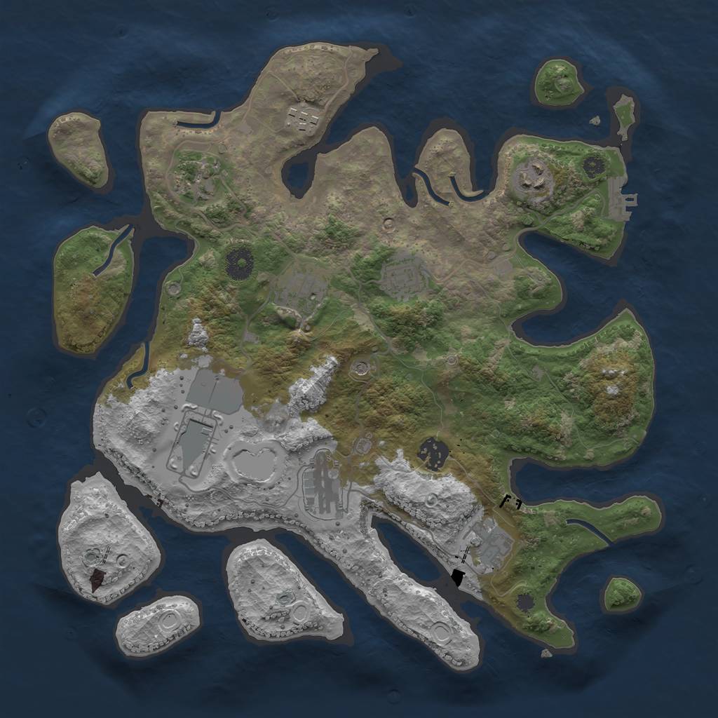 Rust Map: Procedural Map, Size: 3500, Seed: 934084045, 19 Monuments