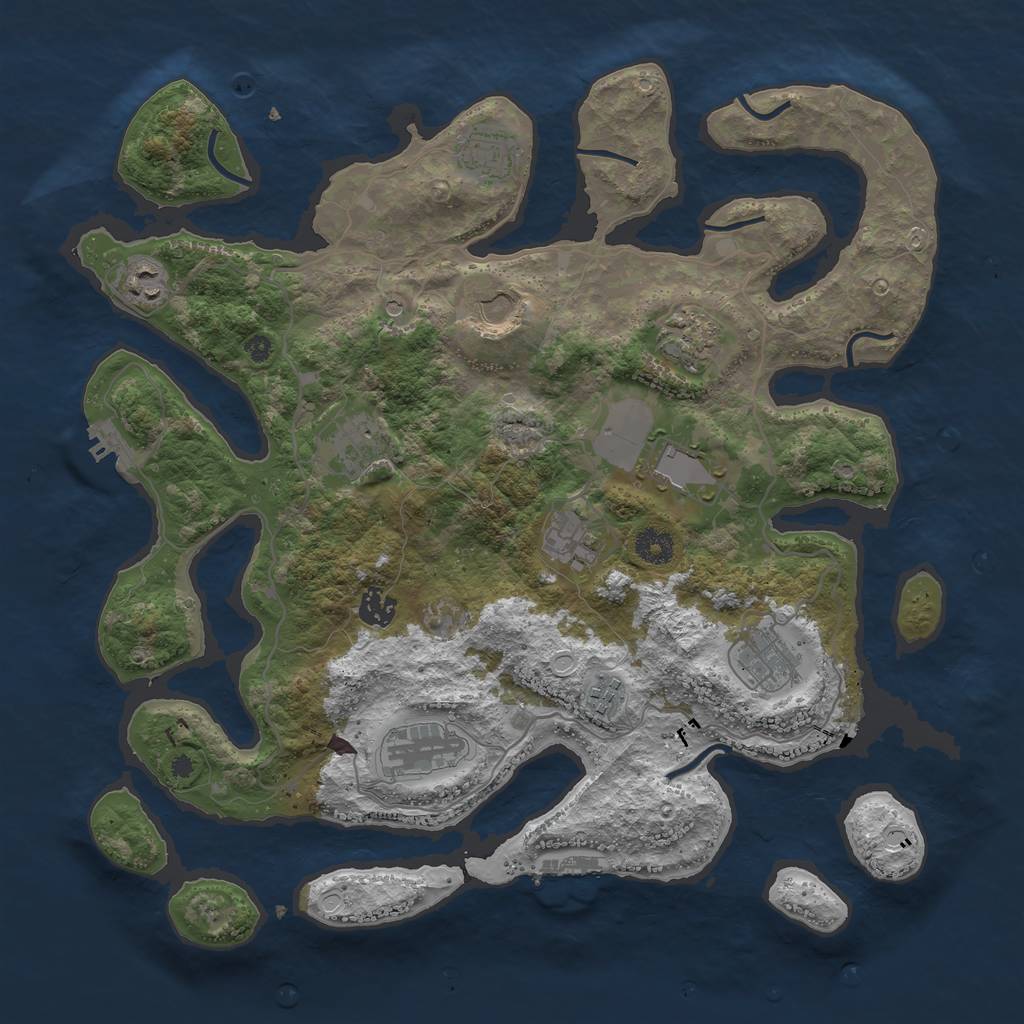 Rust Map: Procedural Map, Size: 4000, Seed: 2145294700, 22 Monuments