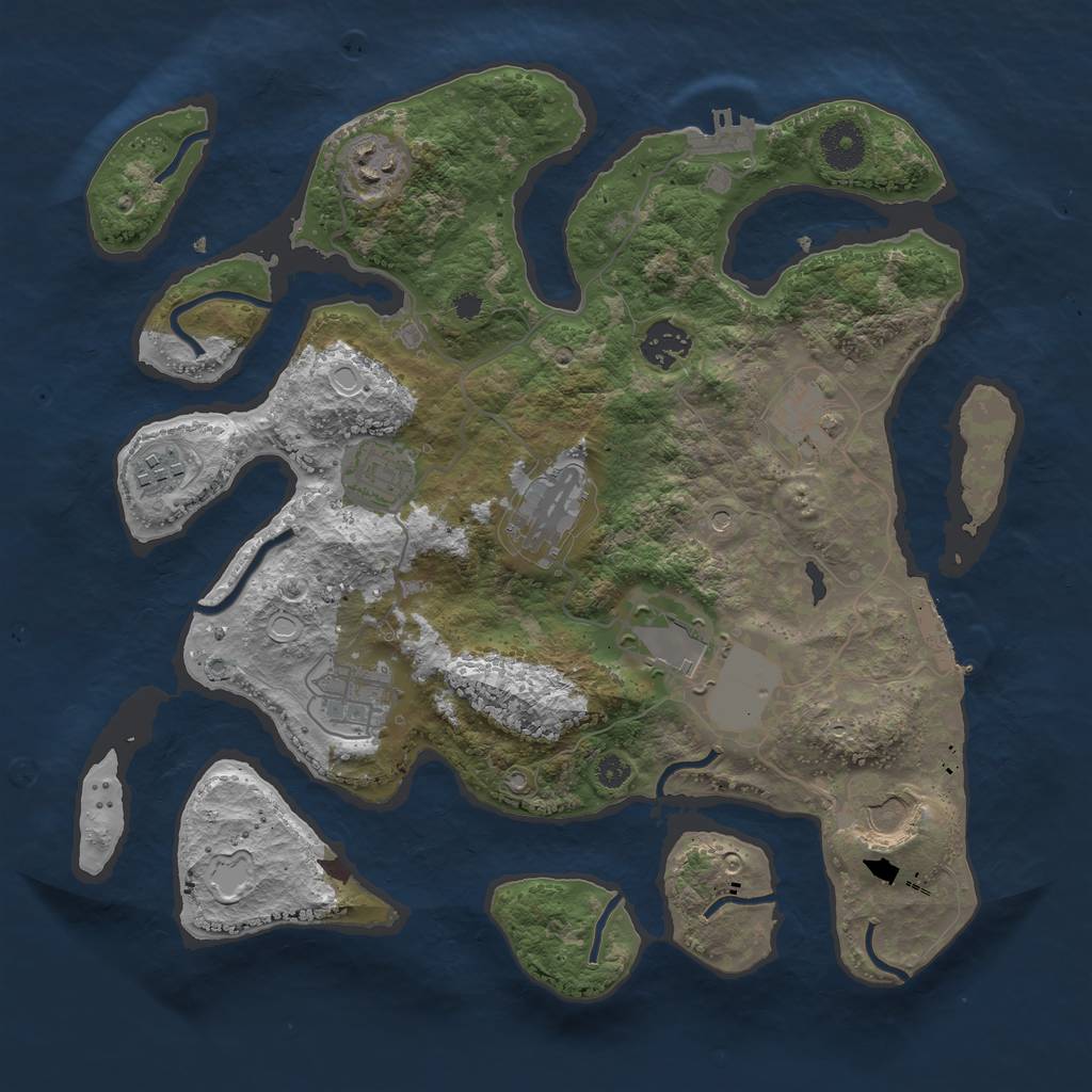 Rust Map: Procedural Map, Size: 3500, Seed: 324866257, 20 Monuments