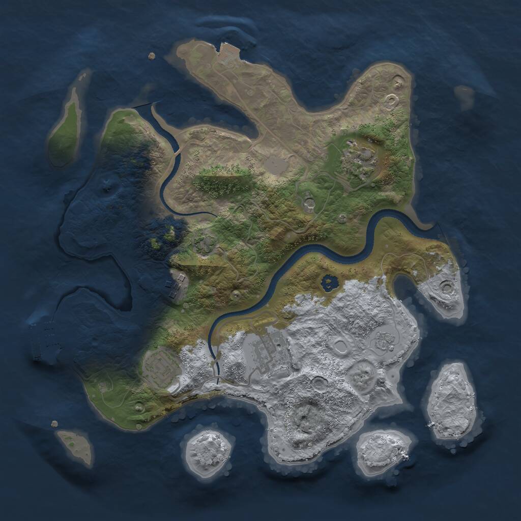 Rust Map: Procedural Map, Size: 3000, Seed: 2424015, 9 Monuments