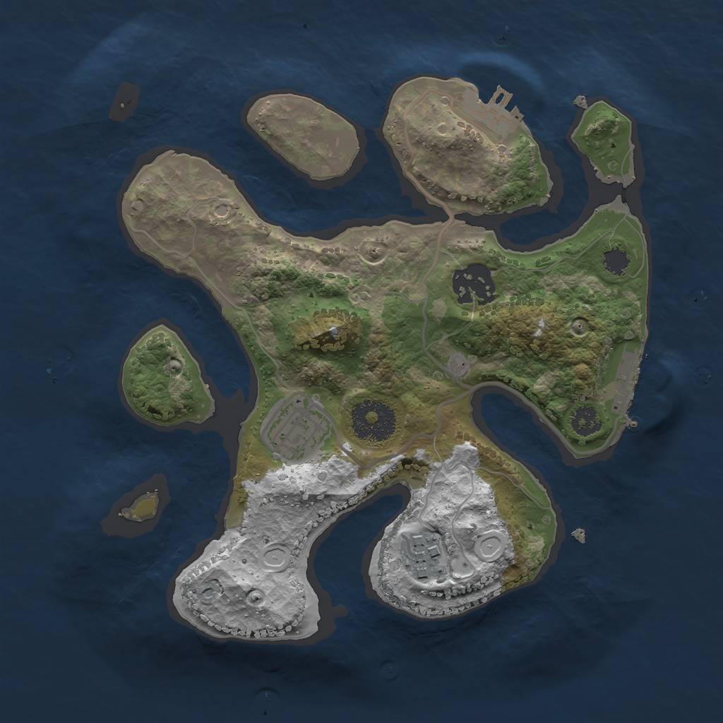 Rust Map: Procedural Map, Size: 2500, Seed: 97095322, 13 Monuments