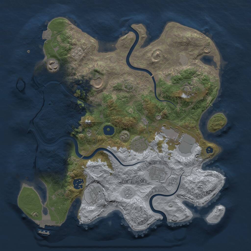 Rust Map: Procedural Map, Size: 3500, Seed: 8179384, 14 Monuments