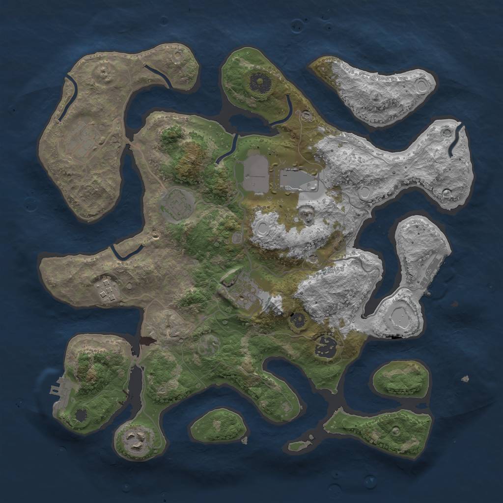 Rust Map: Procedural Map, Size: 3500, Seed: 123468, 18 Monuments