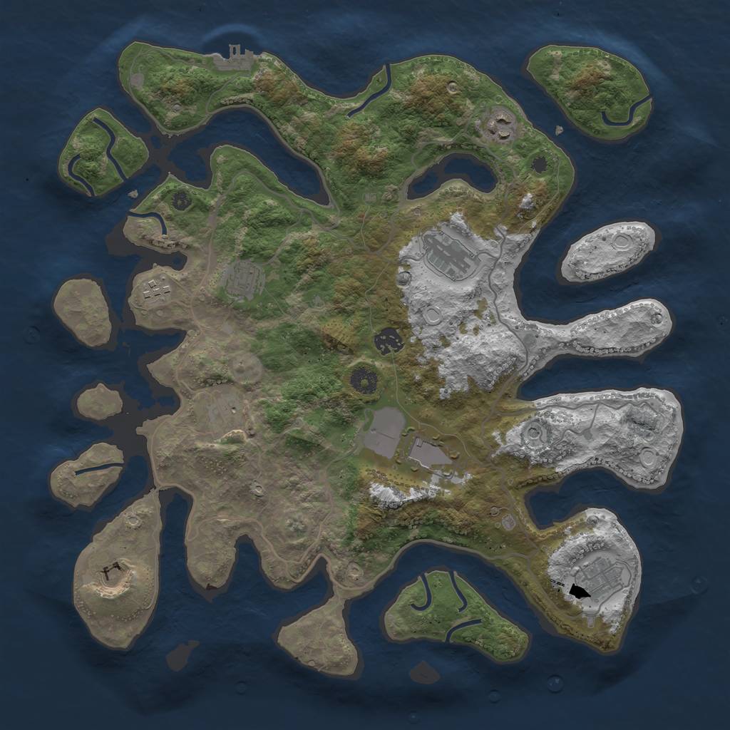 Rust Map: Procedural Map, Size: 4000, Seed: 40501, 19 Monuments