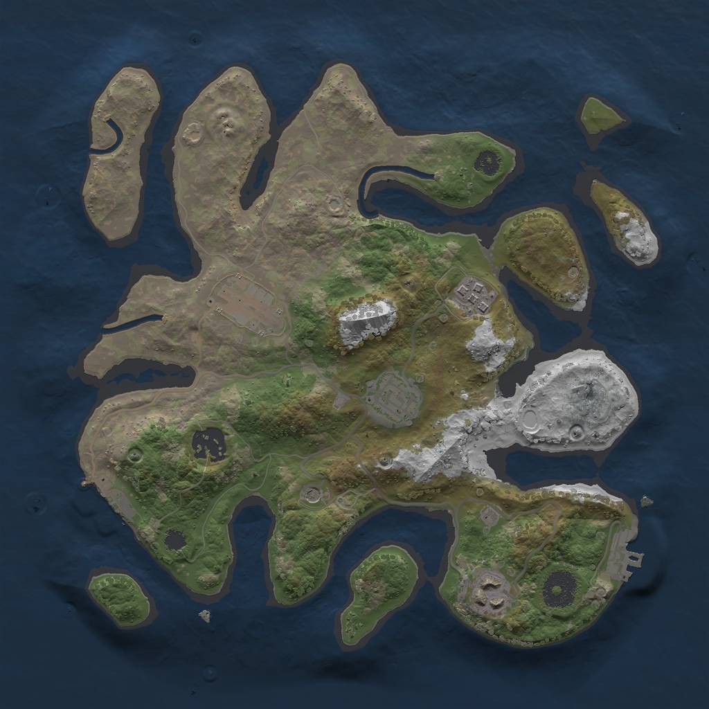 Rust Map: Procedural Map, Size: 3000, Seed: 1473033158, 16 Monuments
