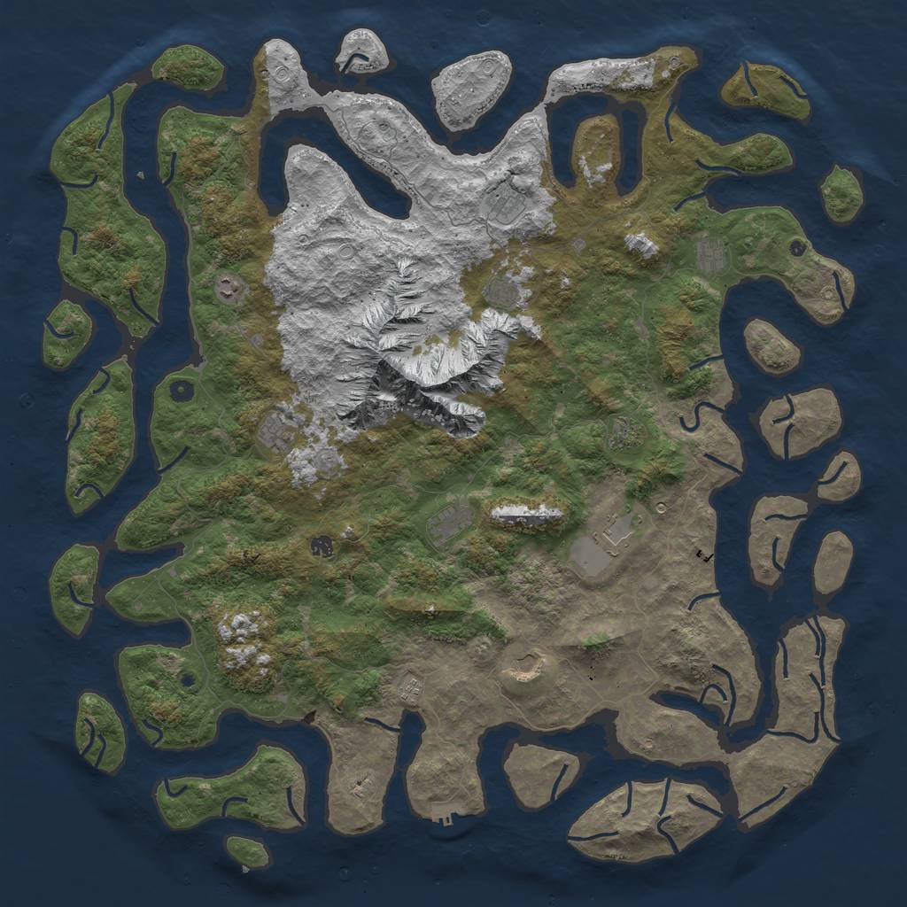 Rust Map: Procedural Map, Size: 6000, Seed: 474507533, 21 Monuments
