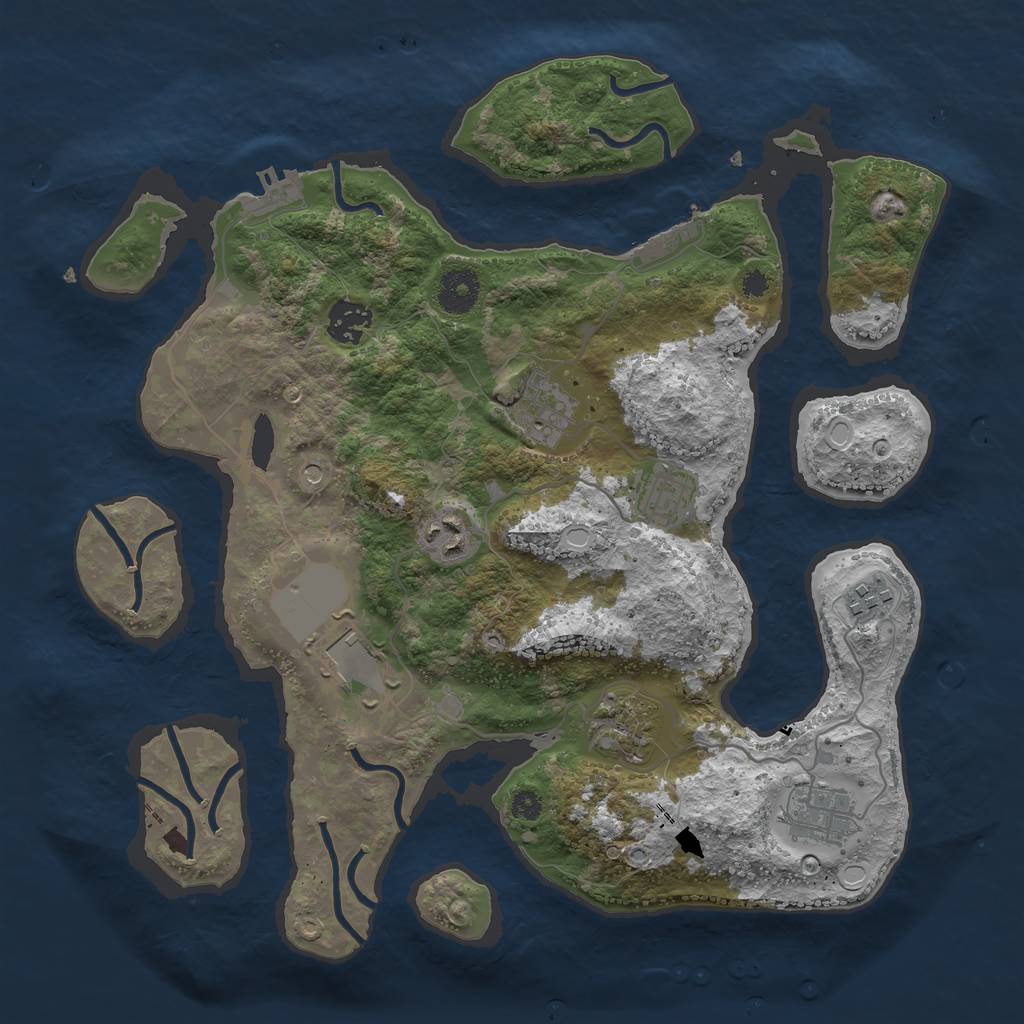 Rust Map: Procedural Map, Size: 3500, Seed: 22965, 19 Monuments