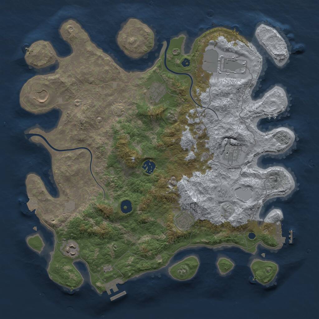 Rust Map: Procedural Map, Size: 3800, Seed: 93873625, 14 Monuments