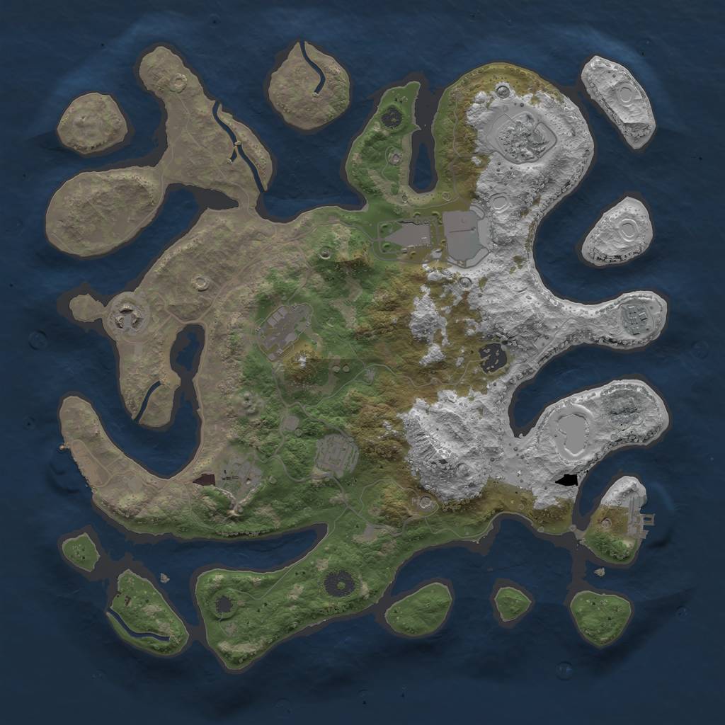 Rust Map: Procedural Map, Size: 3800, Seed: 93873625, 19 Monuments