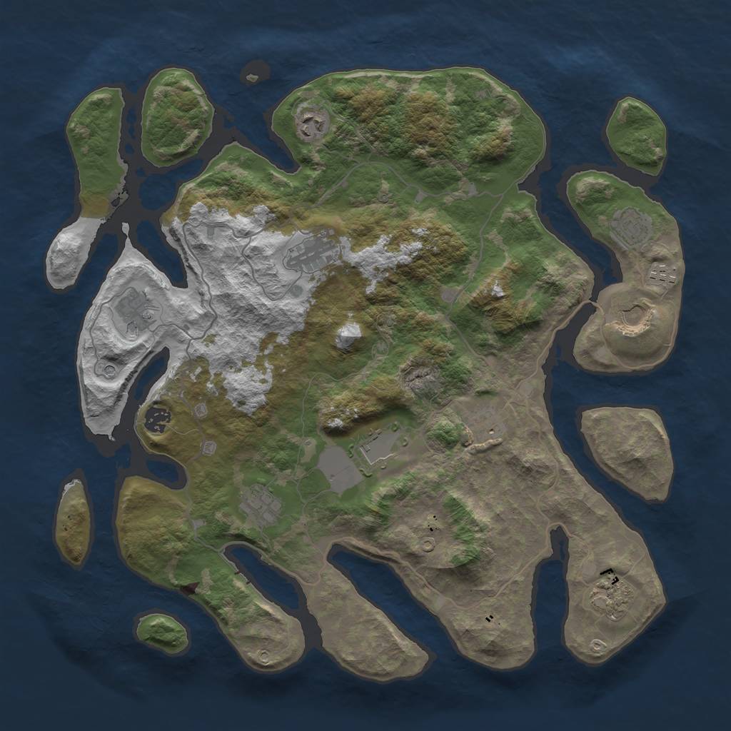 Rust Map: Barren, Size: 4200, Seed: 2, 14 Monuments