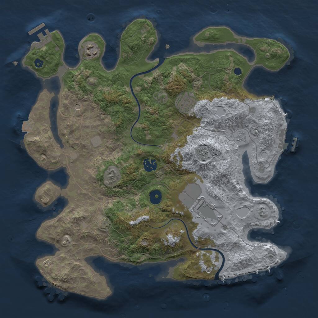 Rust Map: Procedural Map, Size: 3500, Seed: 5165020, 11 Monuments