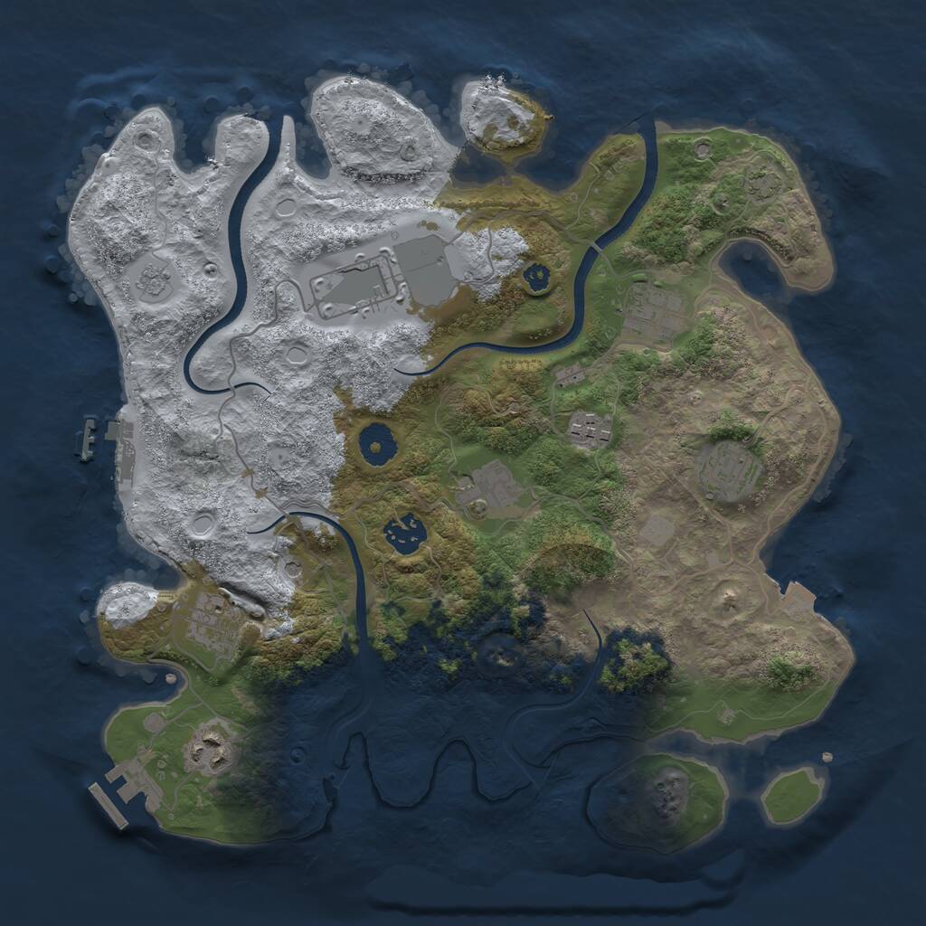 Rust Map: Procedural Map, Size: 3500, Seed: 1417179345, 14 Monuments