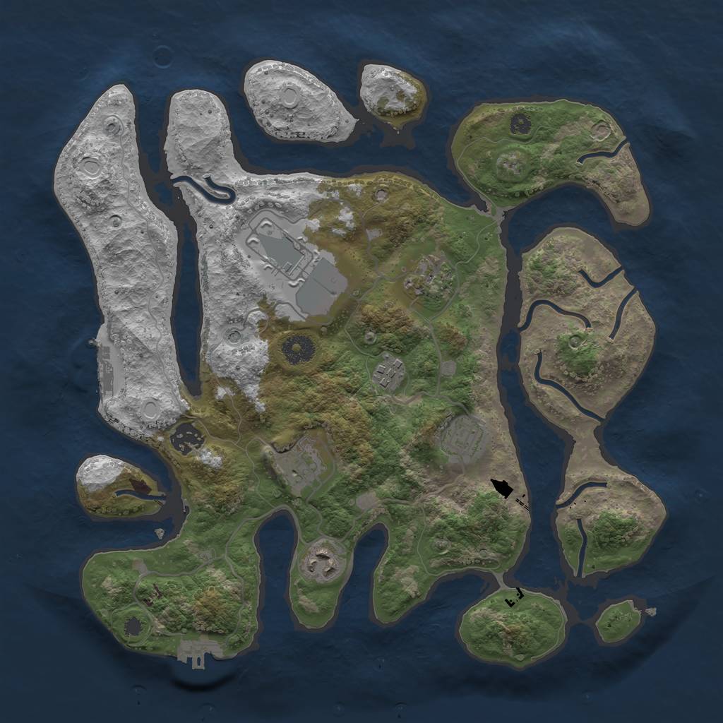 Rust Map: Procedural Map, Size: 3500, Seed: 1417179345, 18 Monuments