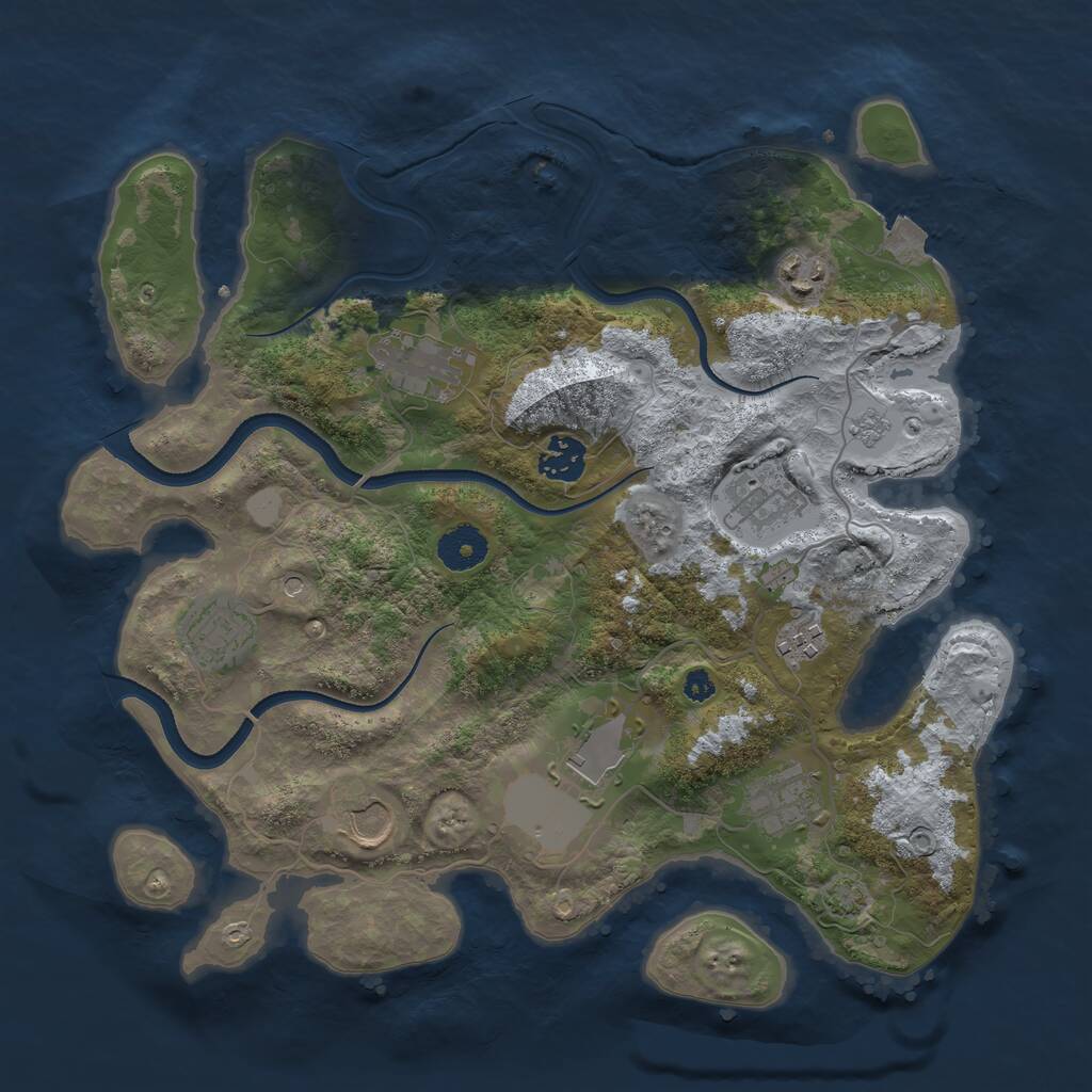 Rust Map: Procedural Map, Size: 3500, Seed: 8910, 13 Monuments