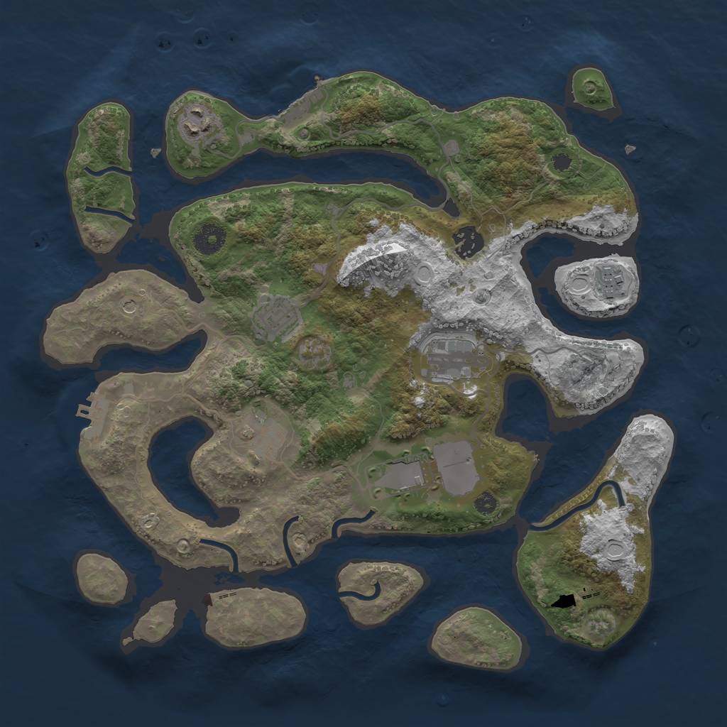 Rust Map: Procedural Map, Size: 3500, Seed: 8910, 18 Monuments