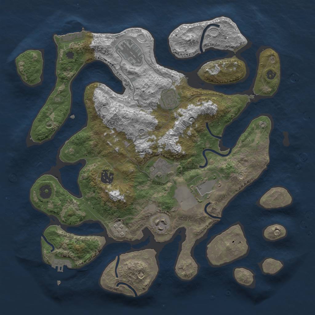 Rust Map: Procedural Map, Size: 3500, Seed: 529061340, 18 Monuments