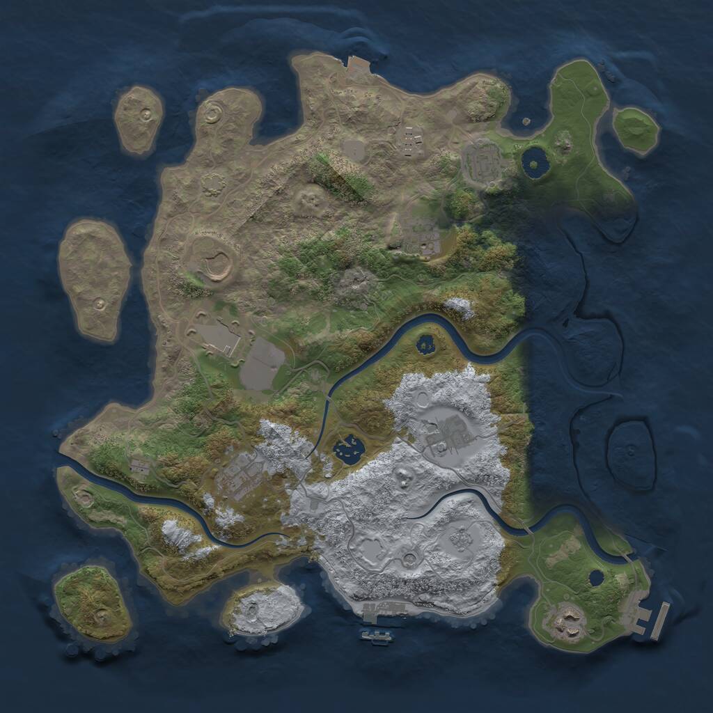 Rust Map: Procedural Map, Size: 3700, Seed: 740568442, 15 Monuments